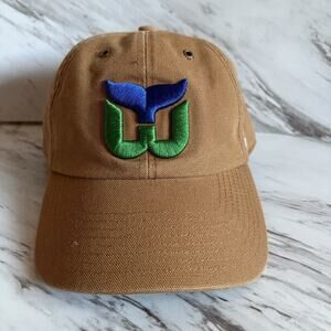 Hartford Whalers Strapback Dad Hat - Carthartt Duck Brown Canvas, 90s NHL Gift
